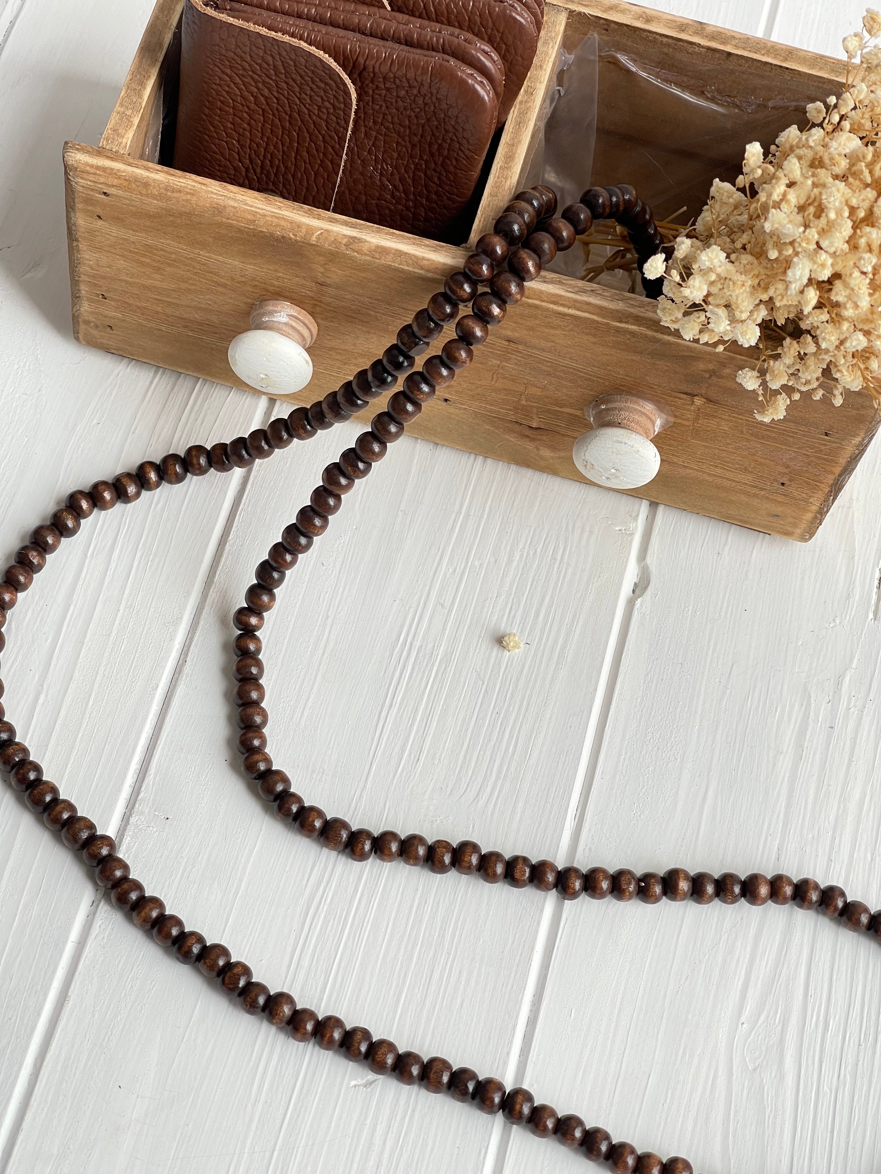 COLLAR BOLAS MADERA MARRÓN