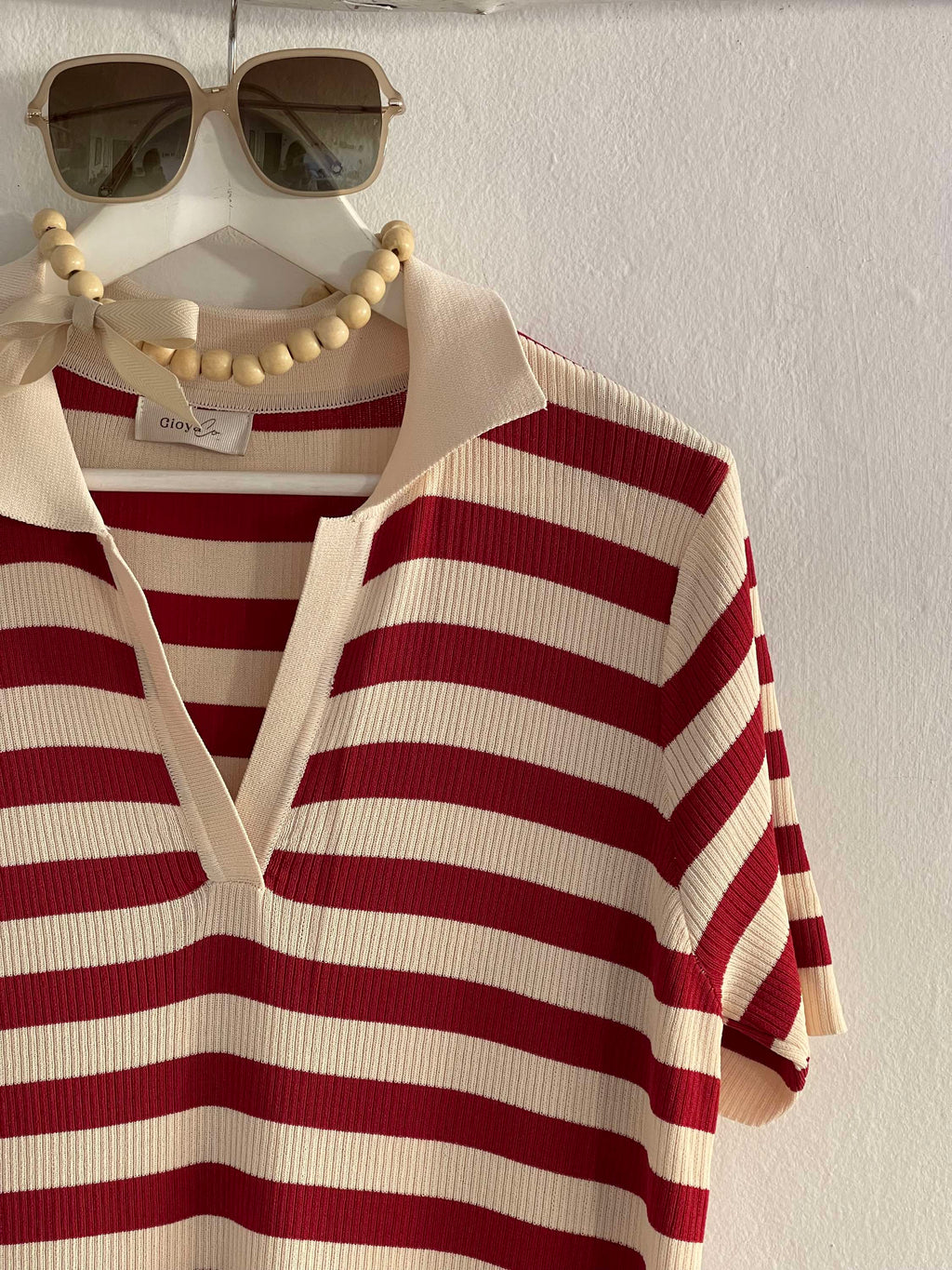 VESTIDO SOLEIL BEIGE-ROJO