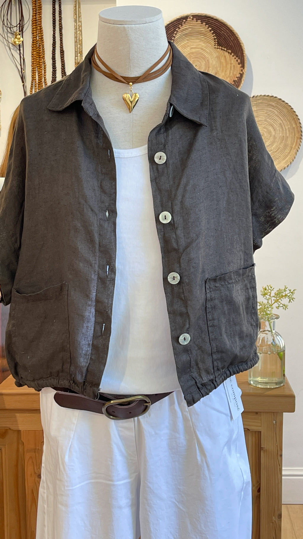 CHAQUETA LINO MARRÓN